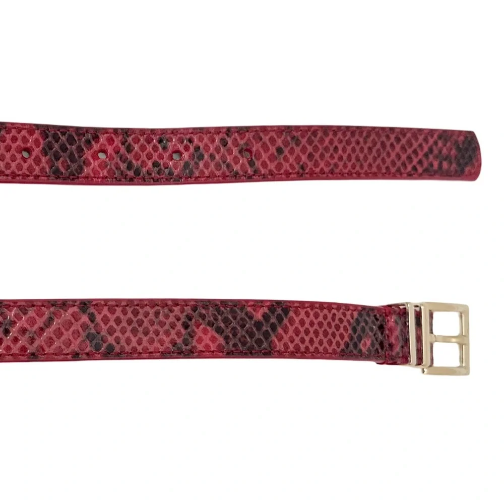 Talbots Red & Black Snakeskin Print Belt with Gold Adjustable Buckle